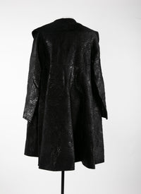 Coat with shiny geometric pattern - Black & High Gloss Black