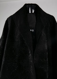 Coat with shiny geometric pattern - Black & High Gloss Black