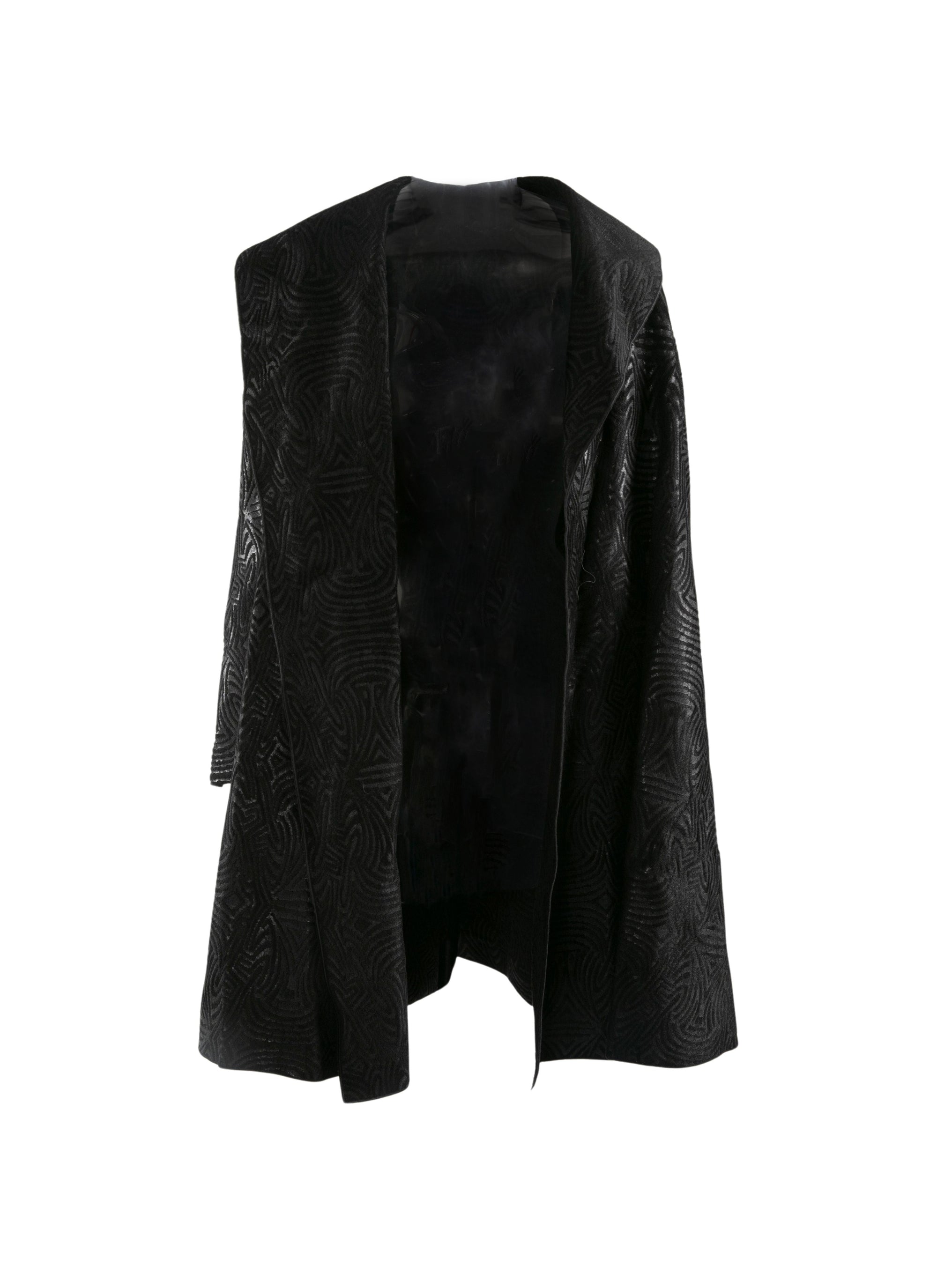 Coat with shiny geometric pattern - Black & High Gloss Black