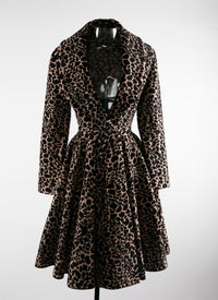 Manteau en laine imprimé animalier évasé - Chair & Noir