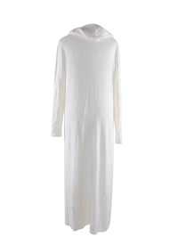 Long hooded wool blend cardigan coat - White