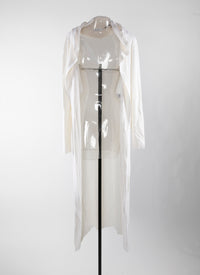Manteau gilet long à capuche - Blanc
