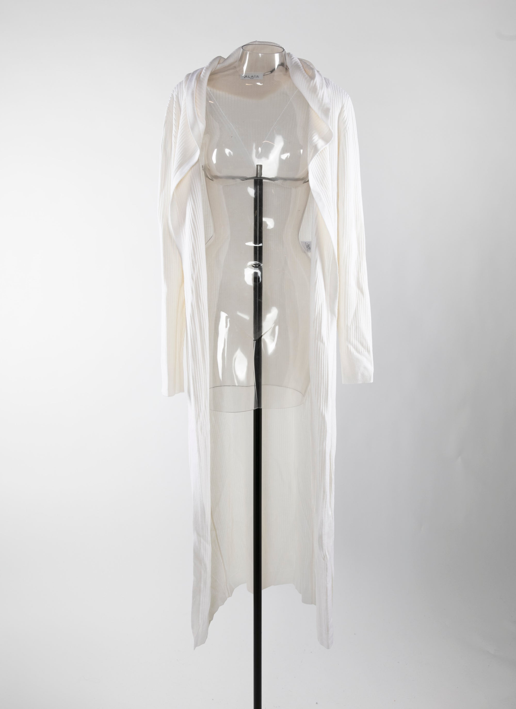 Manteau gilet long à capuche - Blanc
