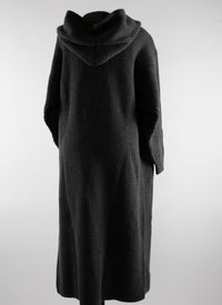 Manteau à capuche en laine - Gris Foncé