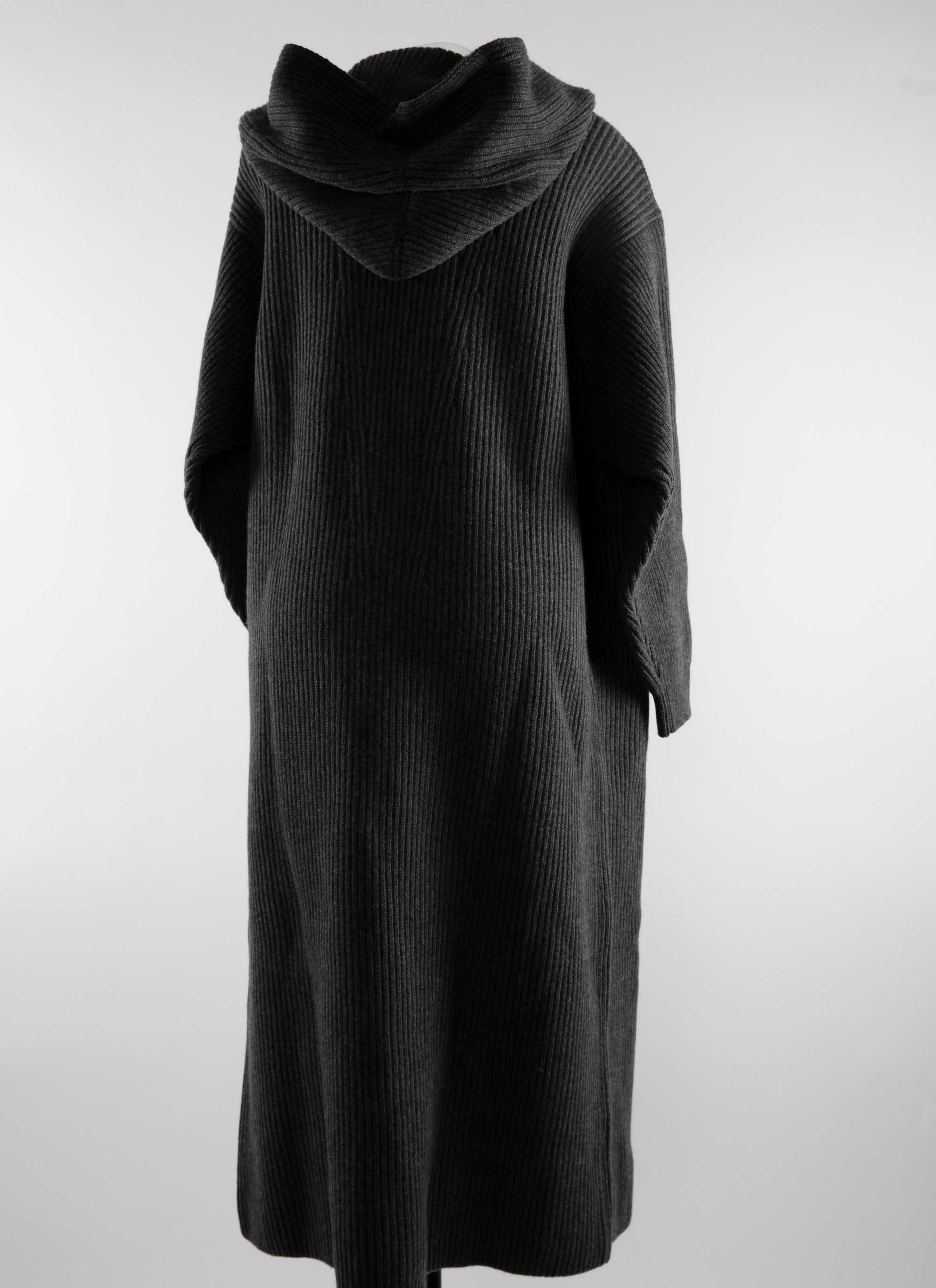 Manteau à capuche en laine - Gris Foncé