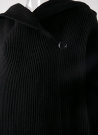 Wool hooded coat - Black intense