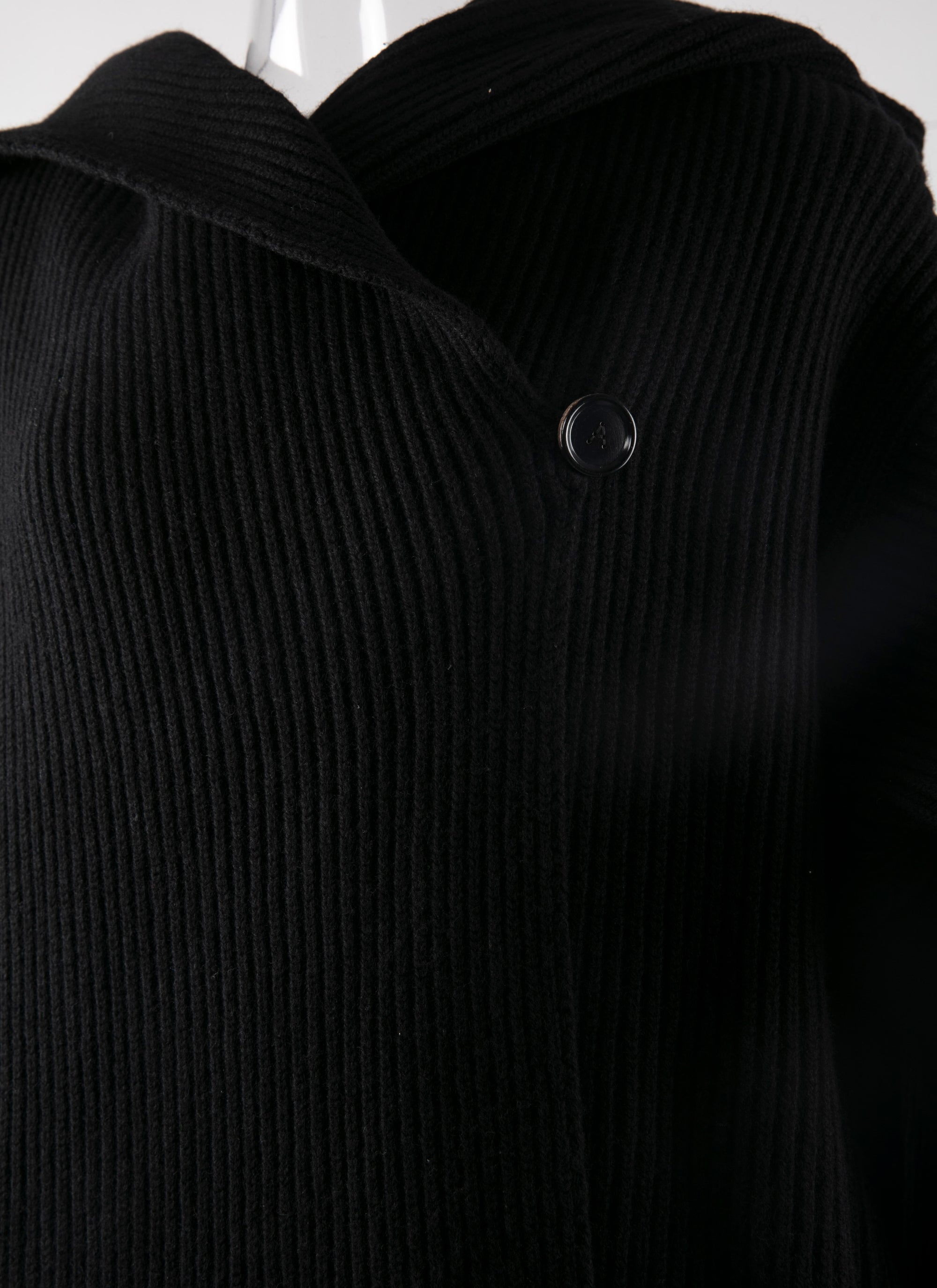 Wool hooded coat - Black intense