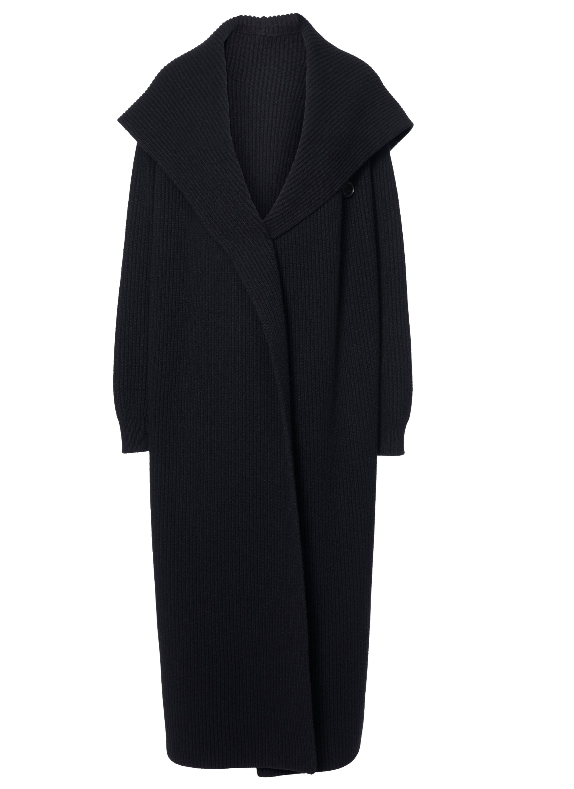 Wool hooded coat - Black intense