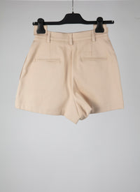 Basic high-waisted shorts - Sand