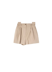 Basic high-waisted shorts - Sand