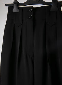 Pantalon large en laine - Noir