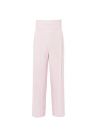 Pantalon droit taille marquée en soie mélangée - Rose