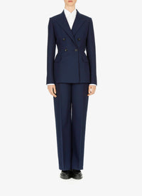 Pantalon droit à taille haute en laine - Noir