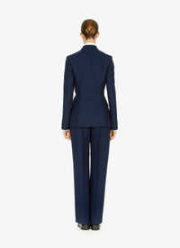 Pantalon droit à taille haute en laine - Noir