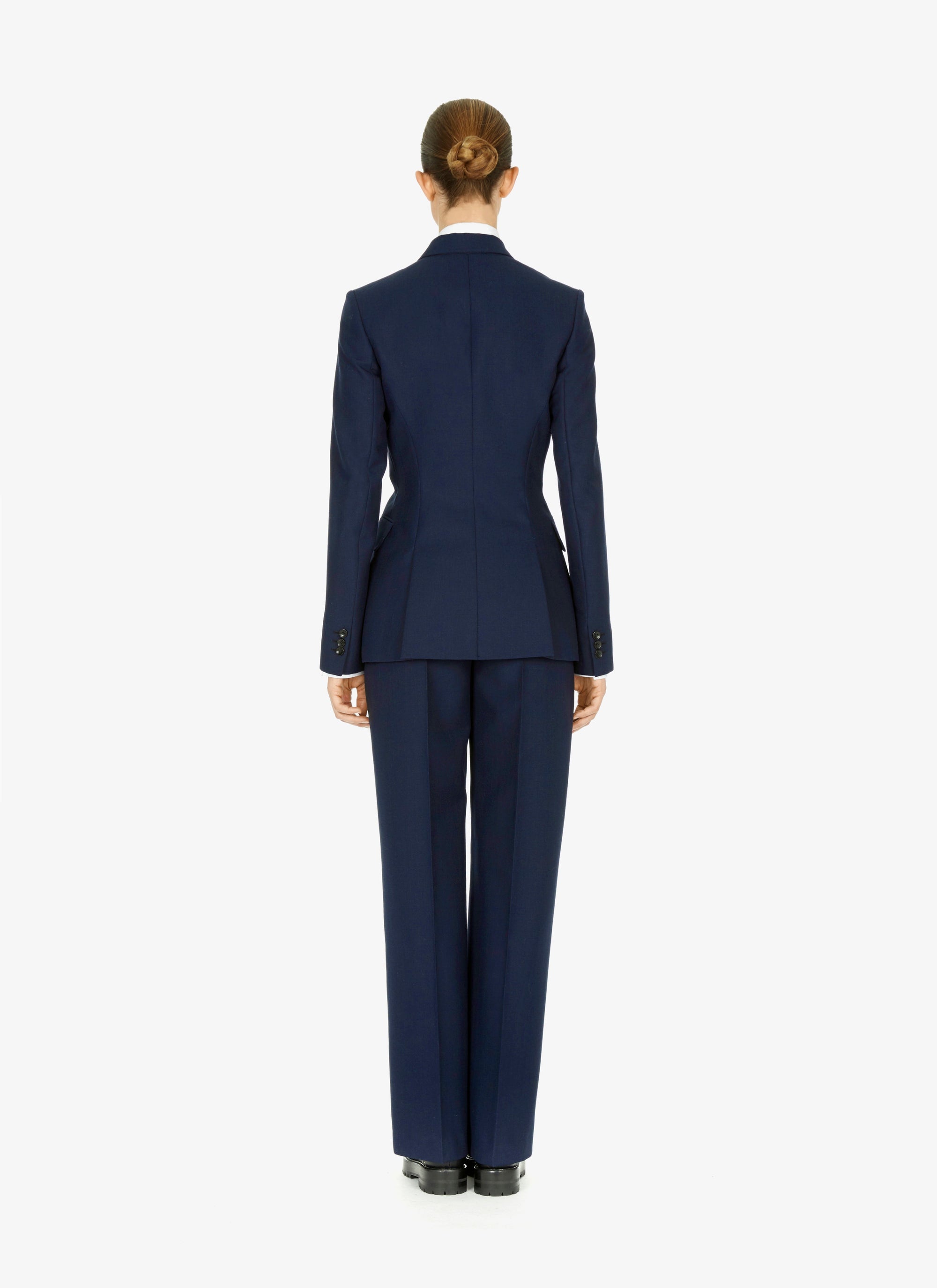Pantalon droit à taille haute en laine - Noir