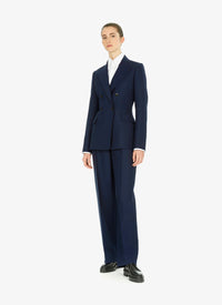 High-waisted straight-leg wool trousers - Black