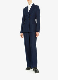 Pantalon droit à taille haute en laine - Noir