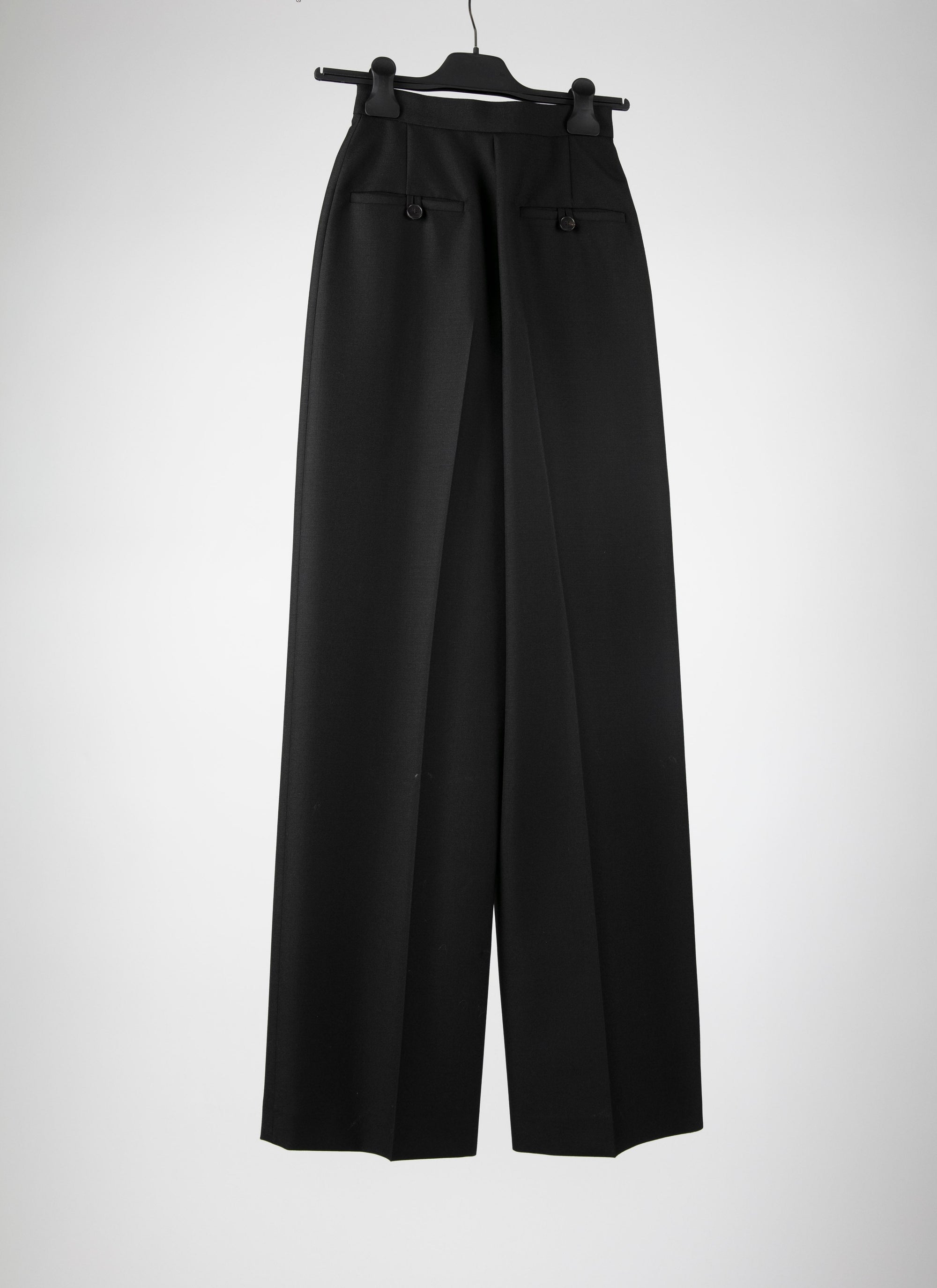 Pantalon droit à taille haute en laine - Noir