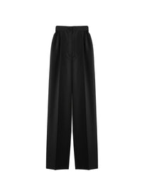 High-waisted straight-leg wool trousers - Black