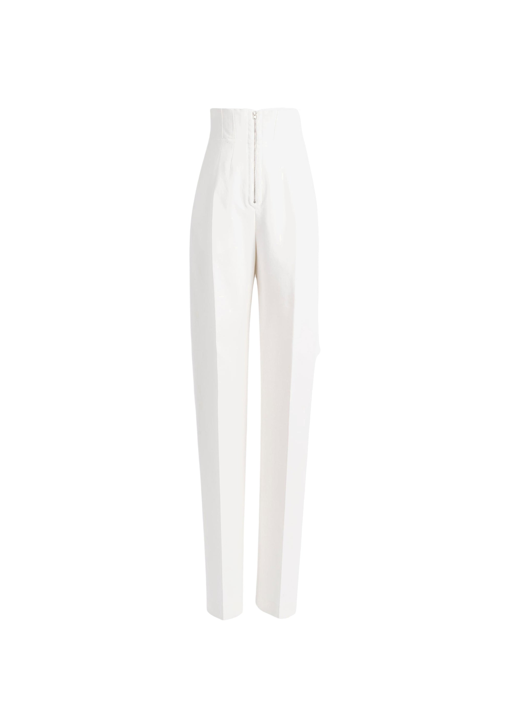 Pantalon carotte zippé - Blanc Nacre