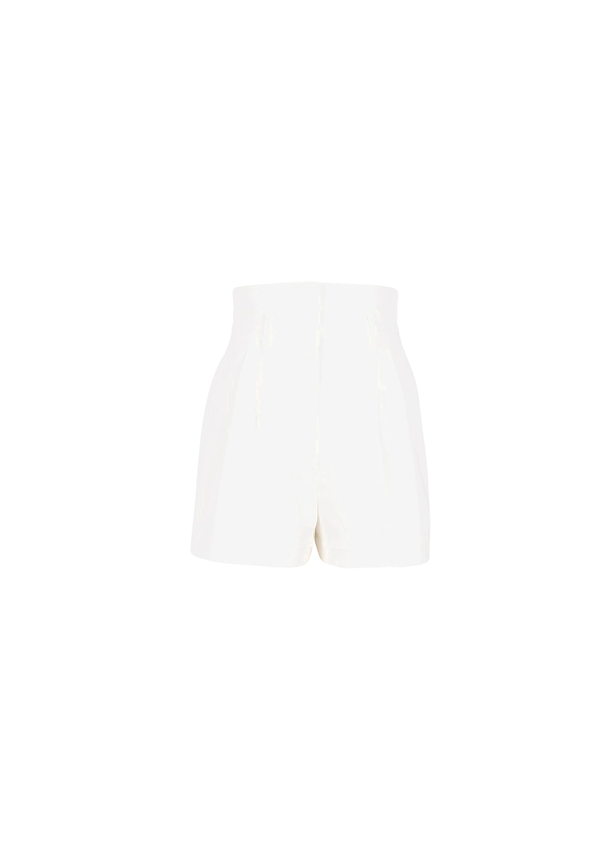 Short à pinces taille haute - Blanc Nacre