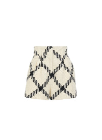 High Waisted Wool Shorts - White & Black