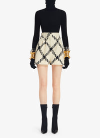 High Waisted Wool Shorts - White & Black