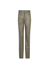 Pantalon taille haute en cuir - Gris Taupe