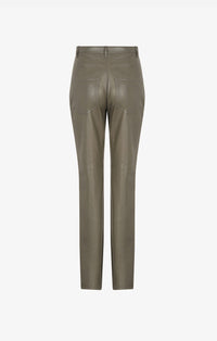 Pantalon taille haute en cuir - Gris Taupe