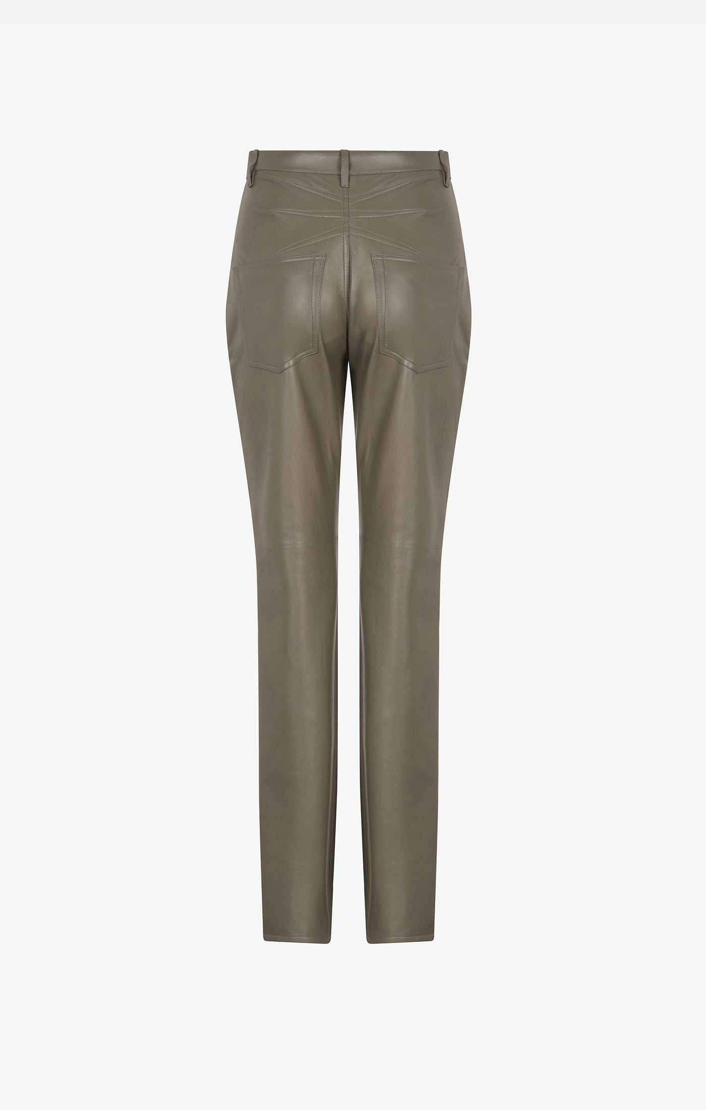 Pantalon taille haute en cuir - Gris Taupe