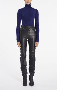 Pantalon taille haute en cuir - Gris Taupe