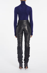 Leather high waist trousers - Black Alaïa