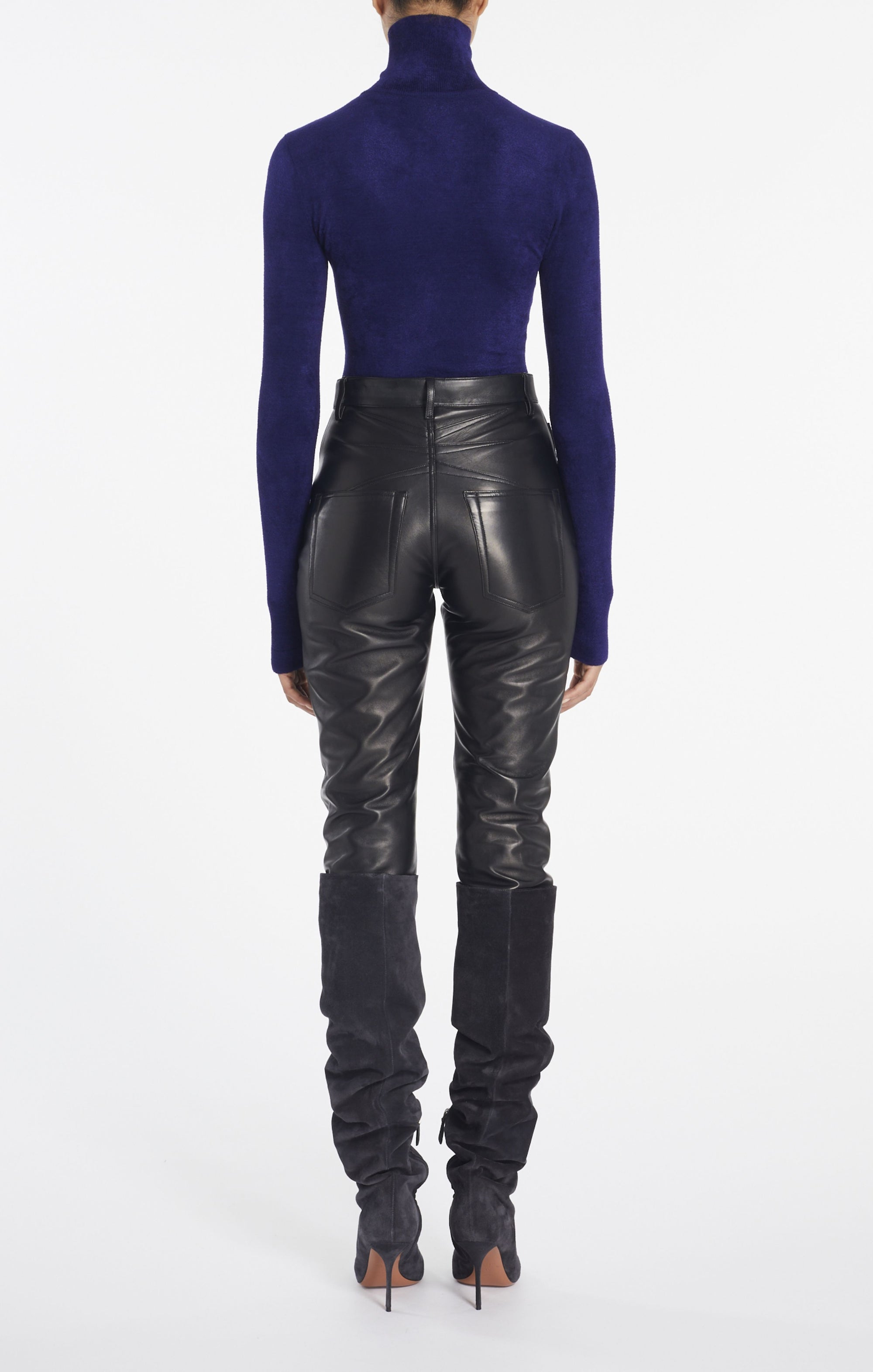 Leather high waist trousers - Black Alaïa