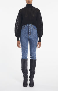 Pantalon taille haute - Bleu Neige
