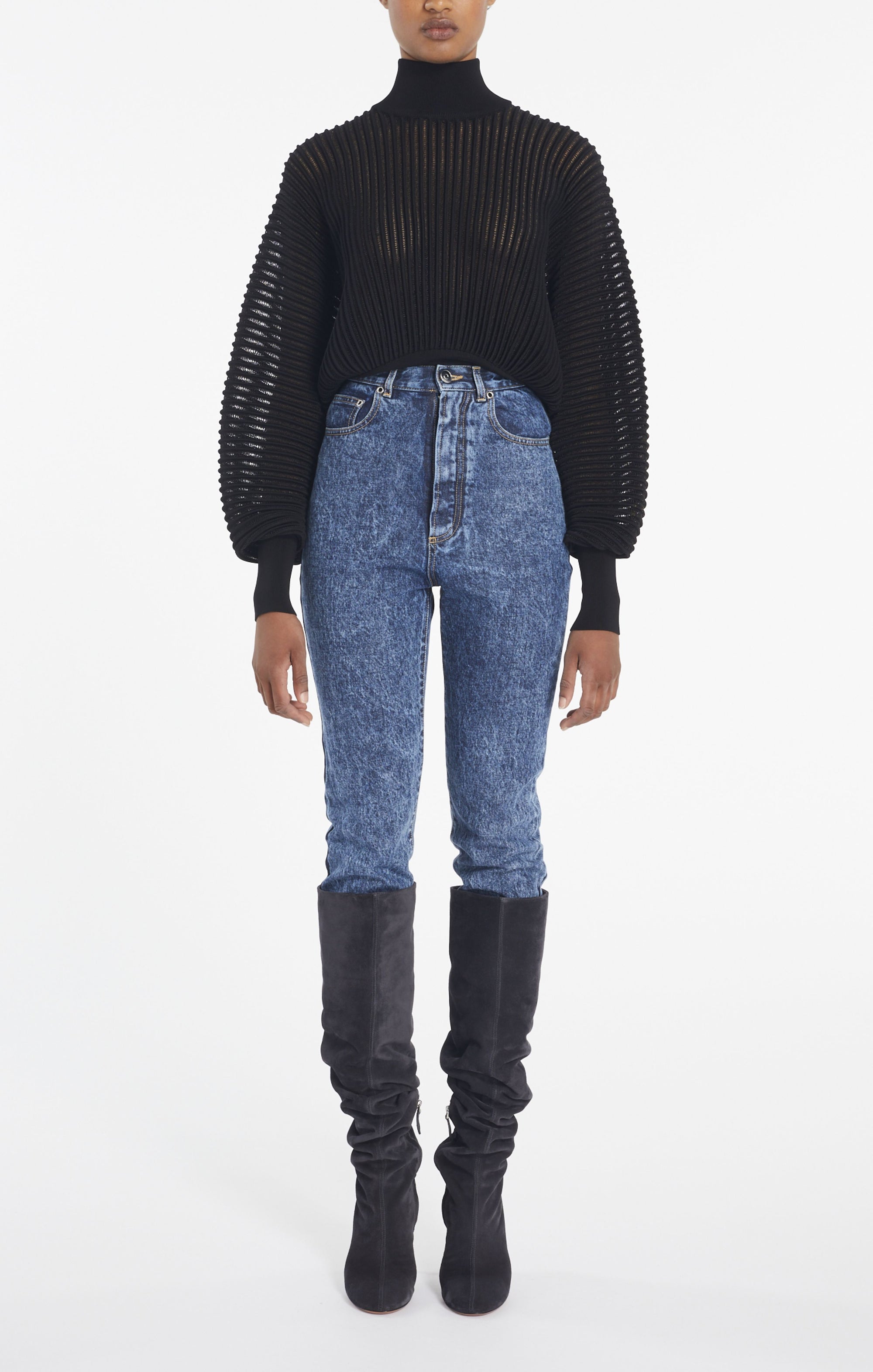 Pantalon taille haute - Bleu Neige