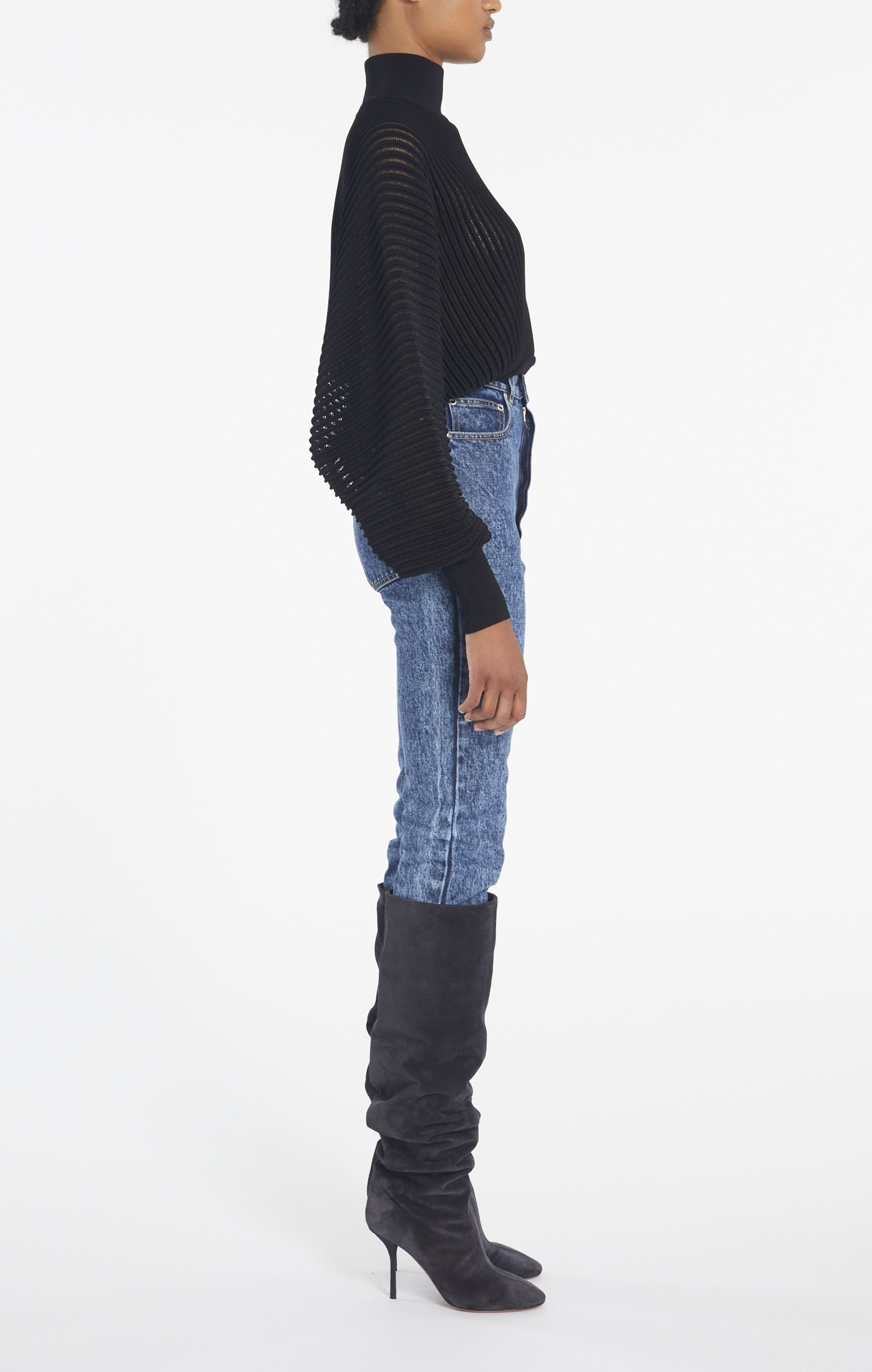 Pantalon taille haute - Bleu Neige
