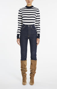 High Waisted Pants - Denim Blue