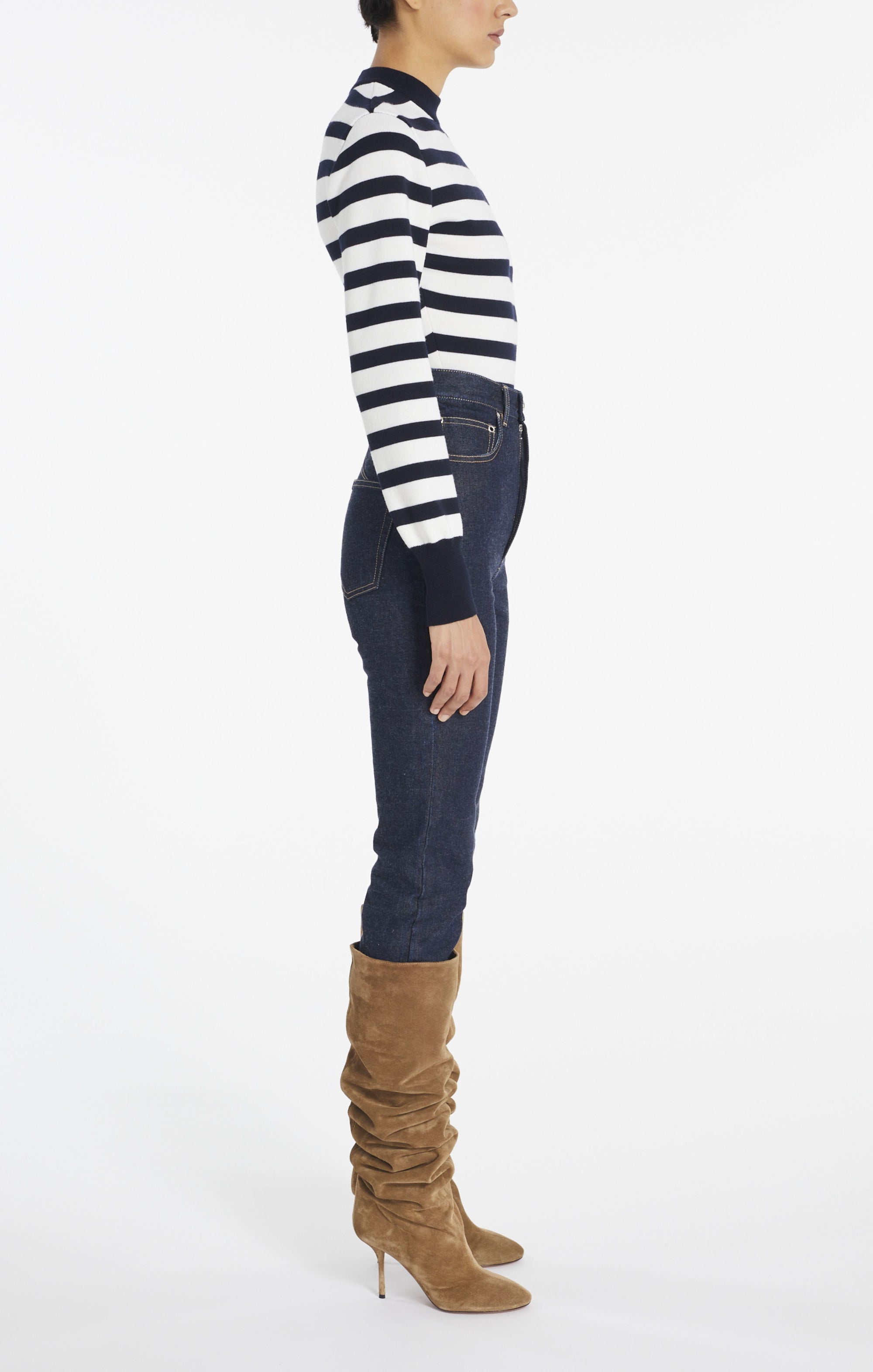 High Waisted Pants - Denim Blue