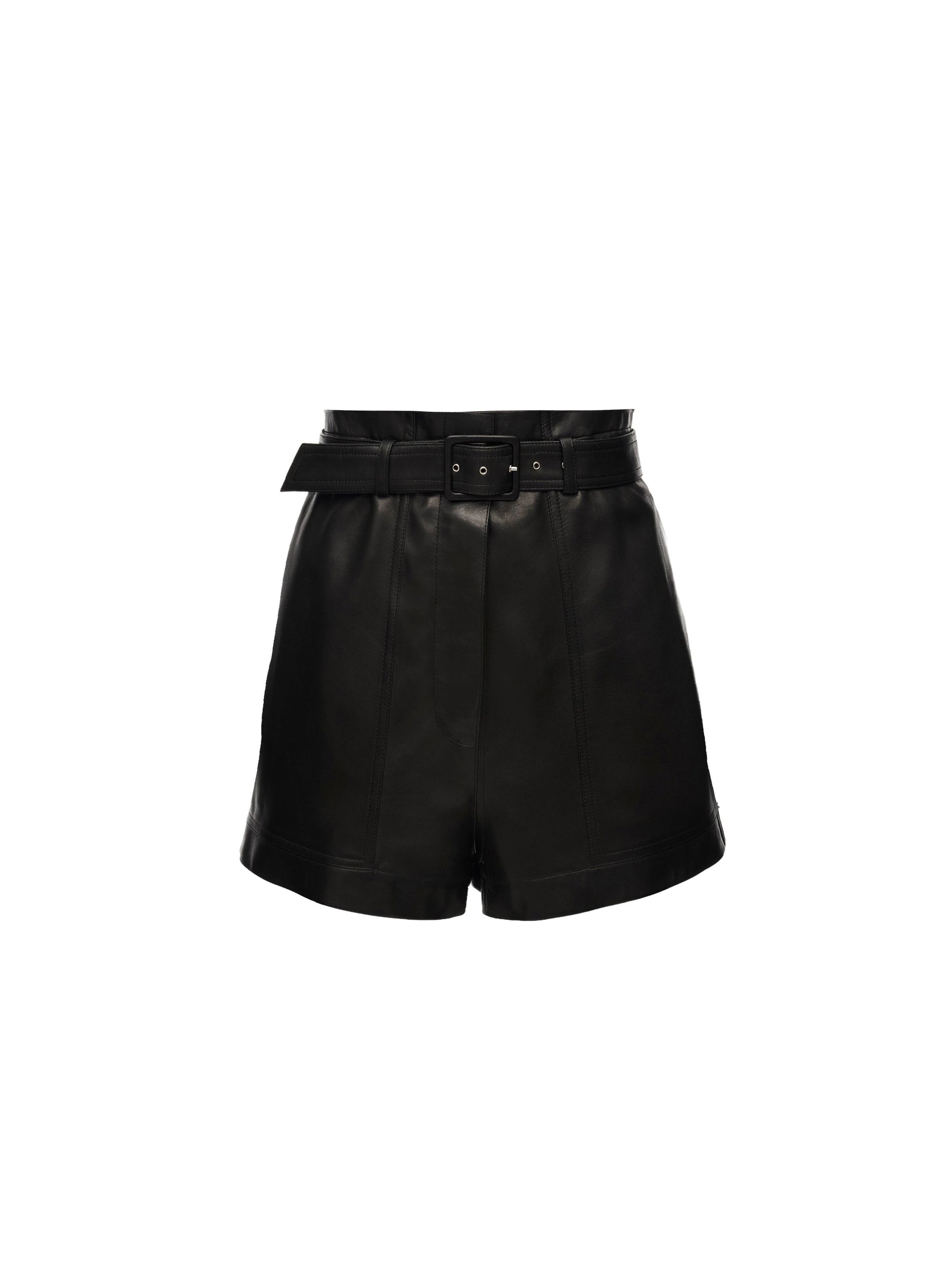 Short ceinture en cuir - Noir