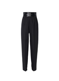 Tailored trousers with waistband - Black