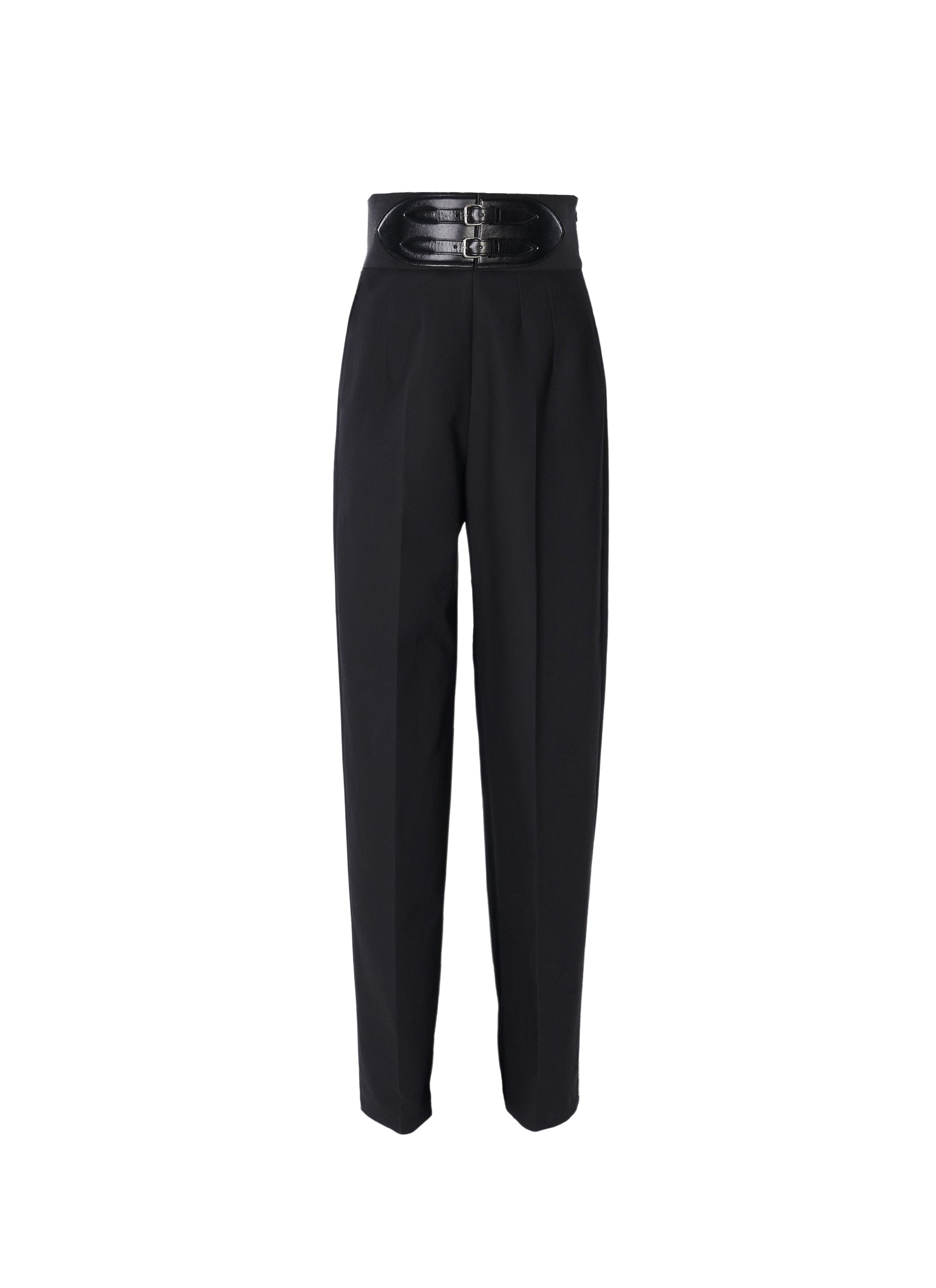 Tailored trousers with waistband - Black