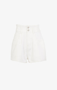 High Waisted Denim Shorts - White