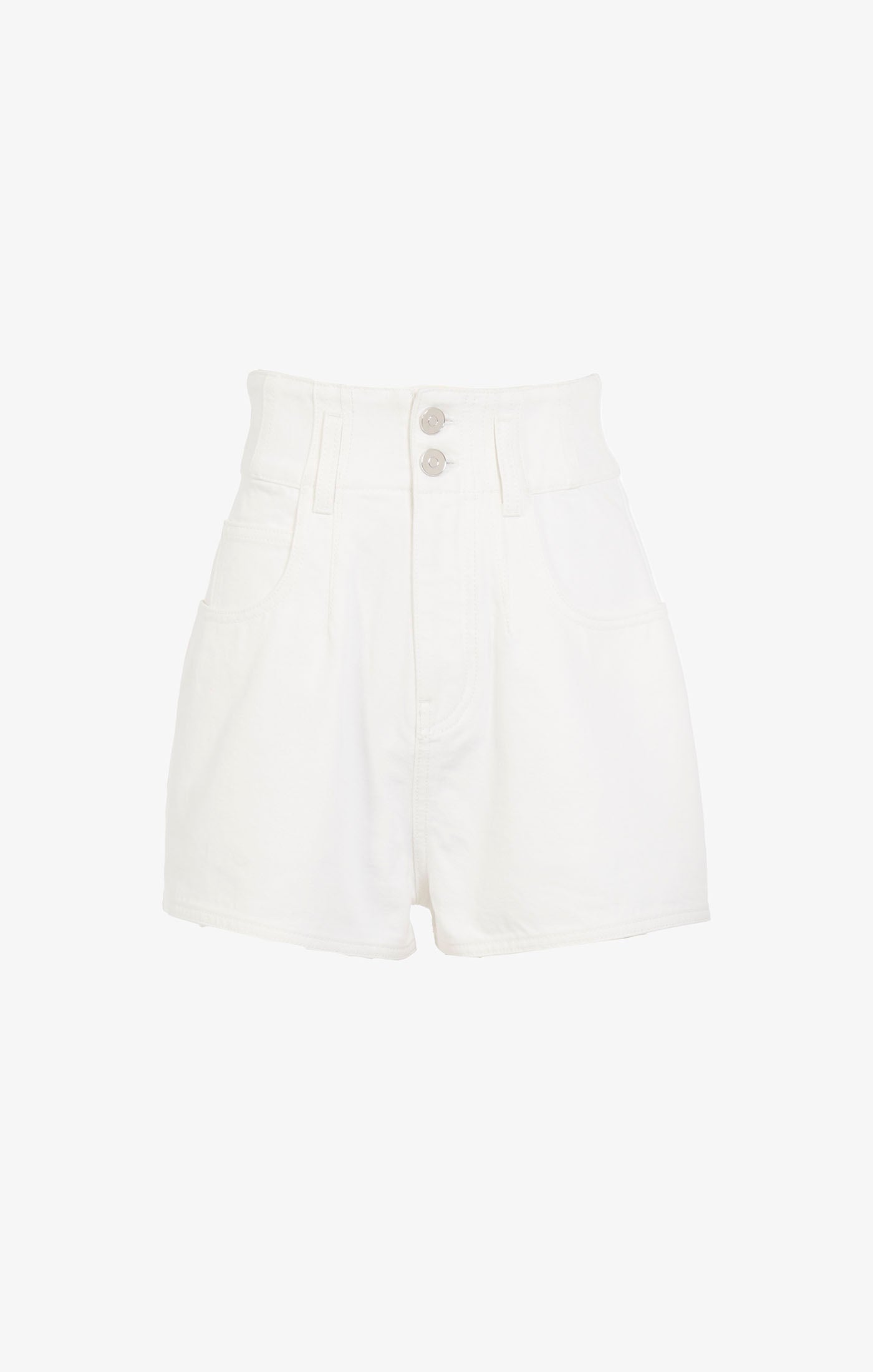 High Waisted Denim Shorts - White