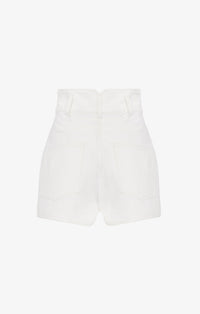 High Waisted Denim Shorts - White