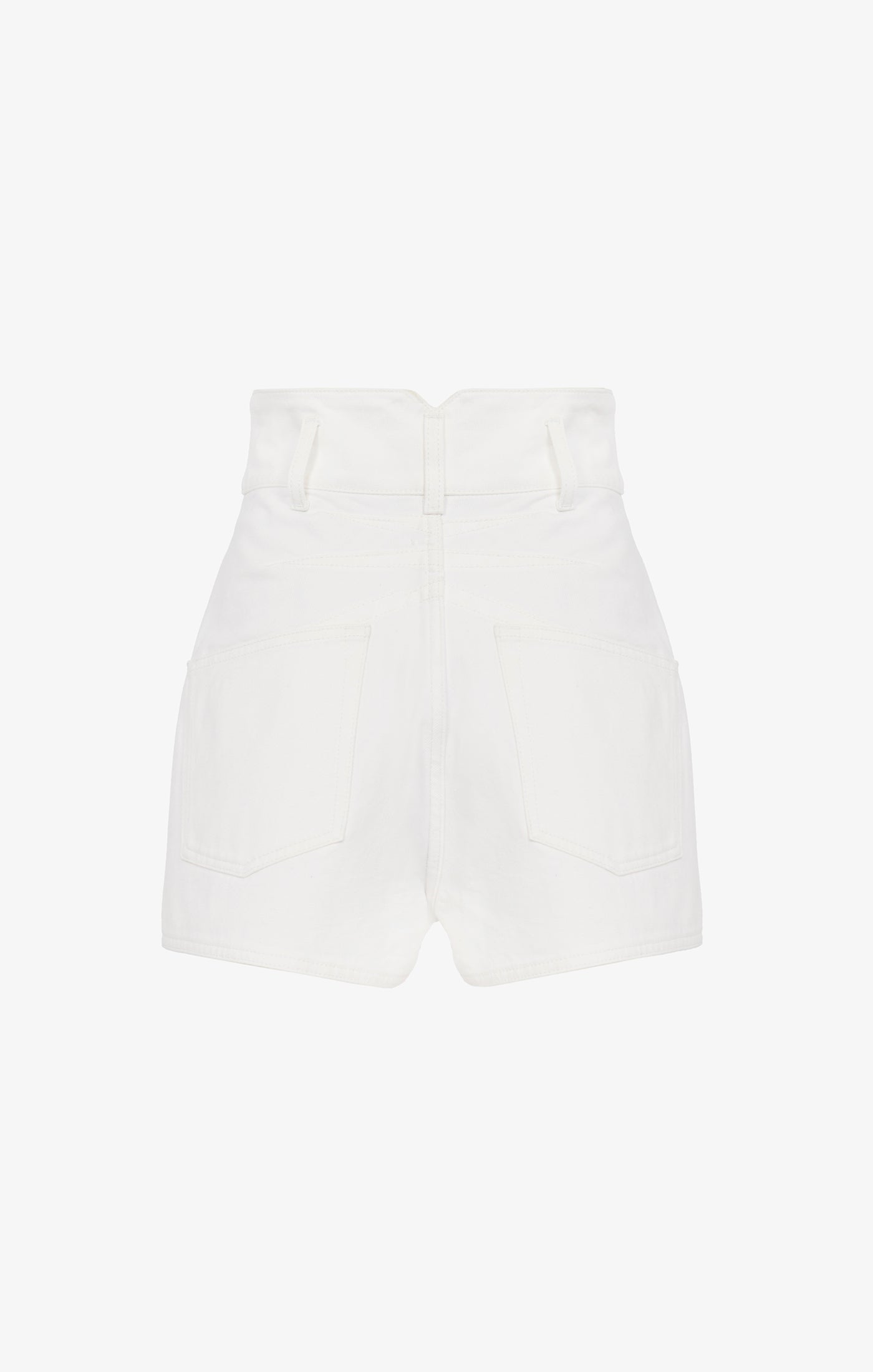 High Waisted Denim Shorts - White