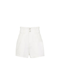High Waisted Denim Shorts - White