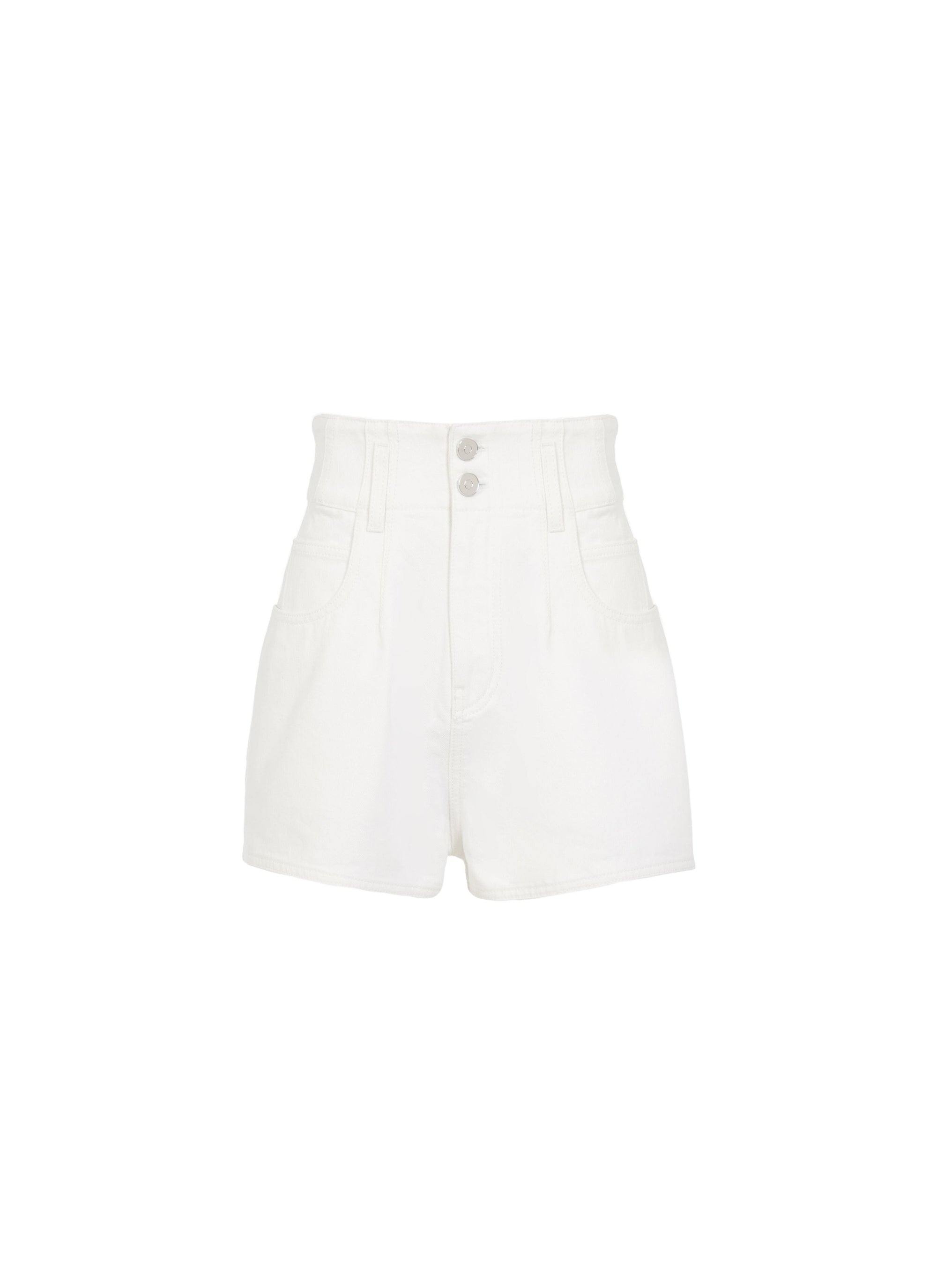 High Waisted Denim Shorts - White