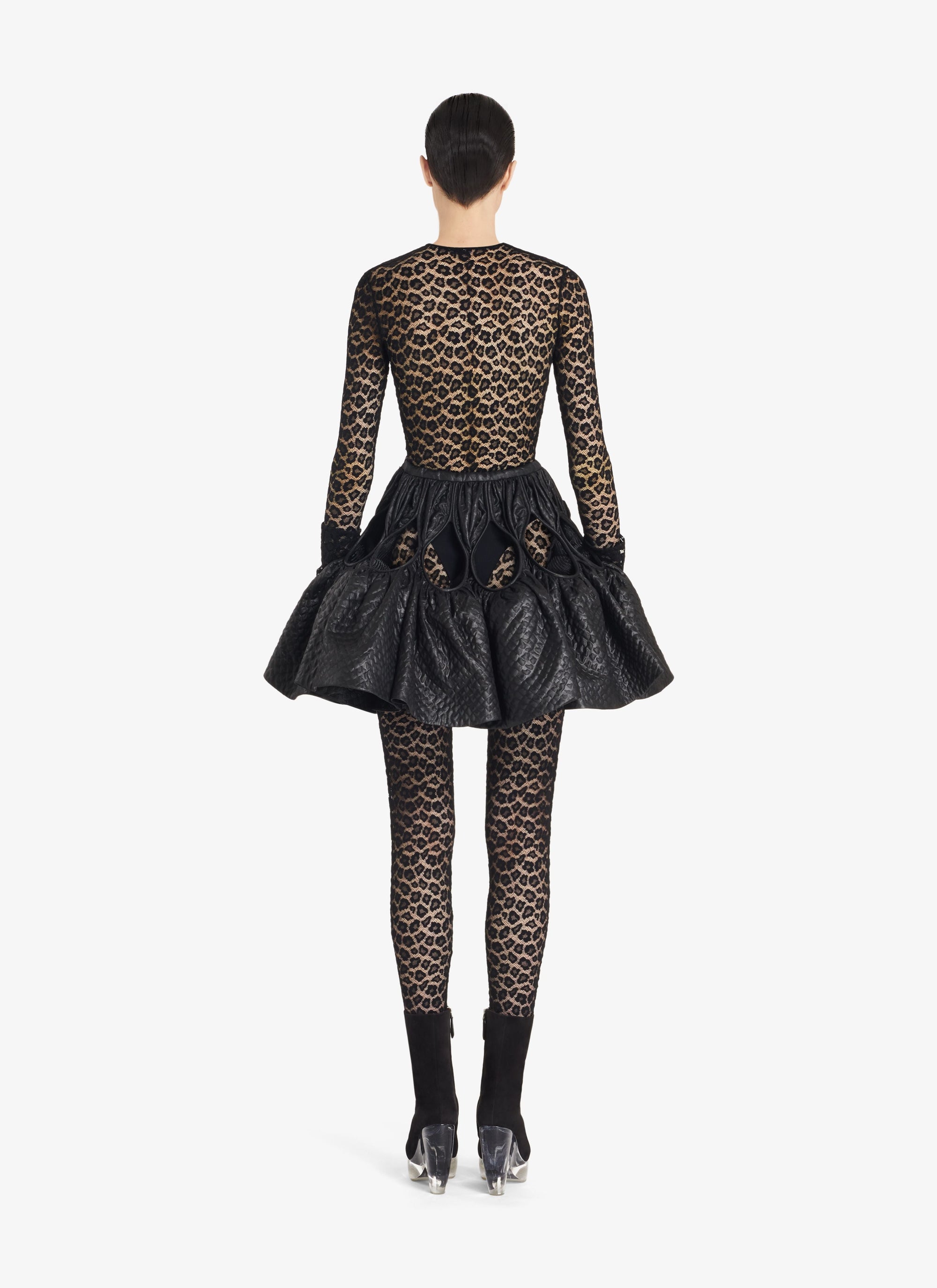 Leopard print lace jumpsuit - Black Alaïa