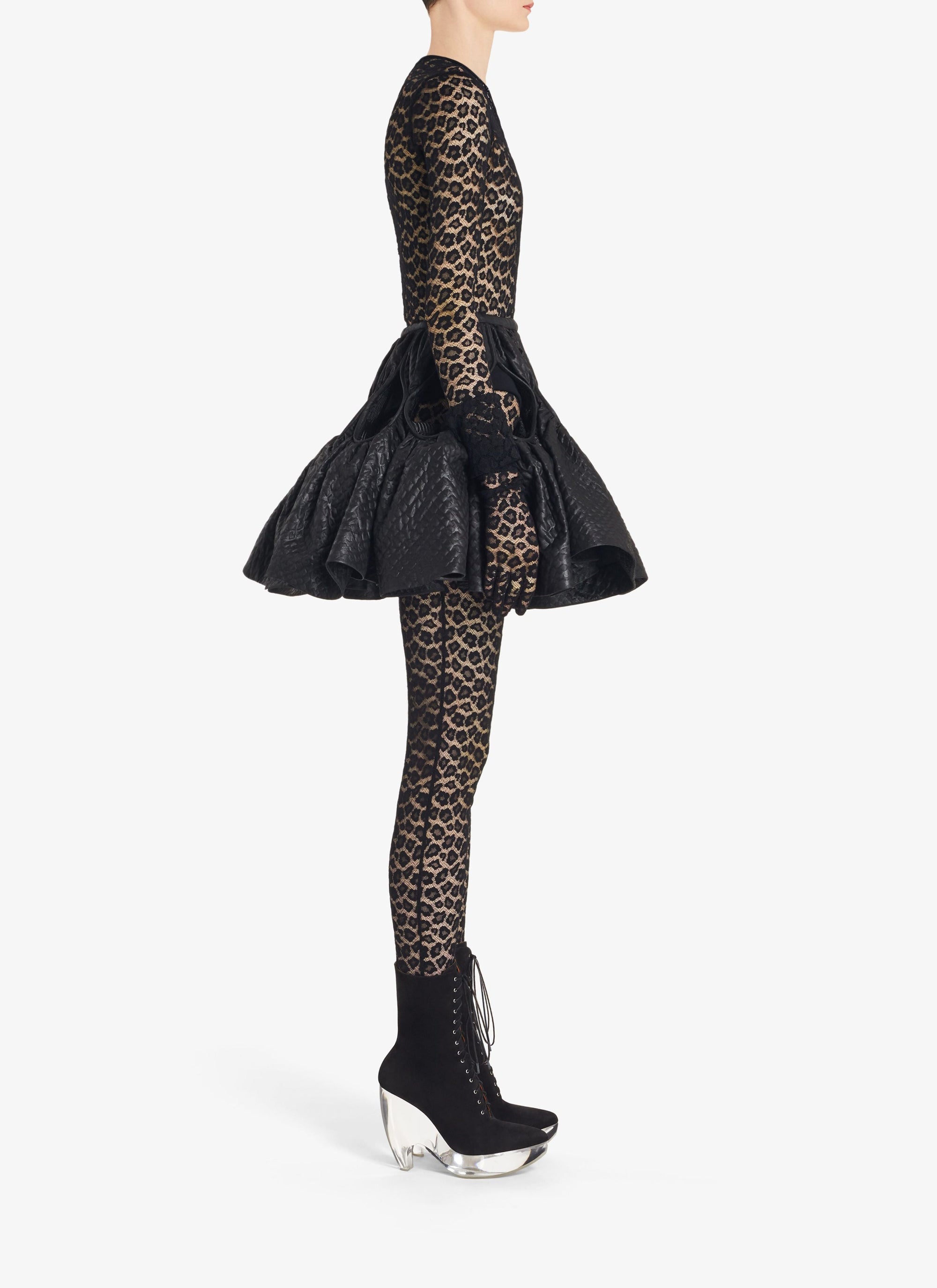 Leopard print lace jumpsuit - Black Alaïa