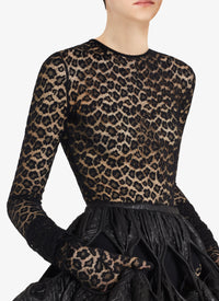 Leopard print lace jumpsuit - Black Alaïa